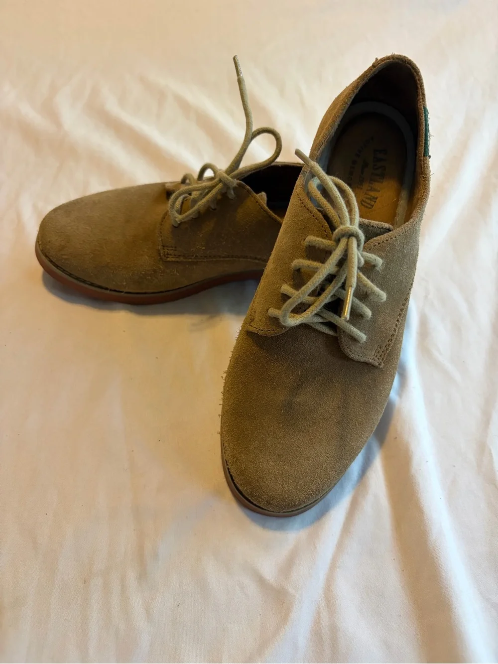 Eastland Women's Suede Derby Shoes in Khaki Brown Size 5.5